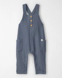Littleplanet Baby Organic Cotton Gauze Overalls, Coastal Blue, 3m