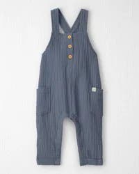 Littleplanet Baby Organic Cotton Gauze Overalls, Coastal Blue, 3m