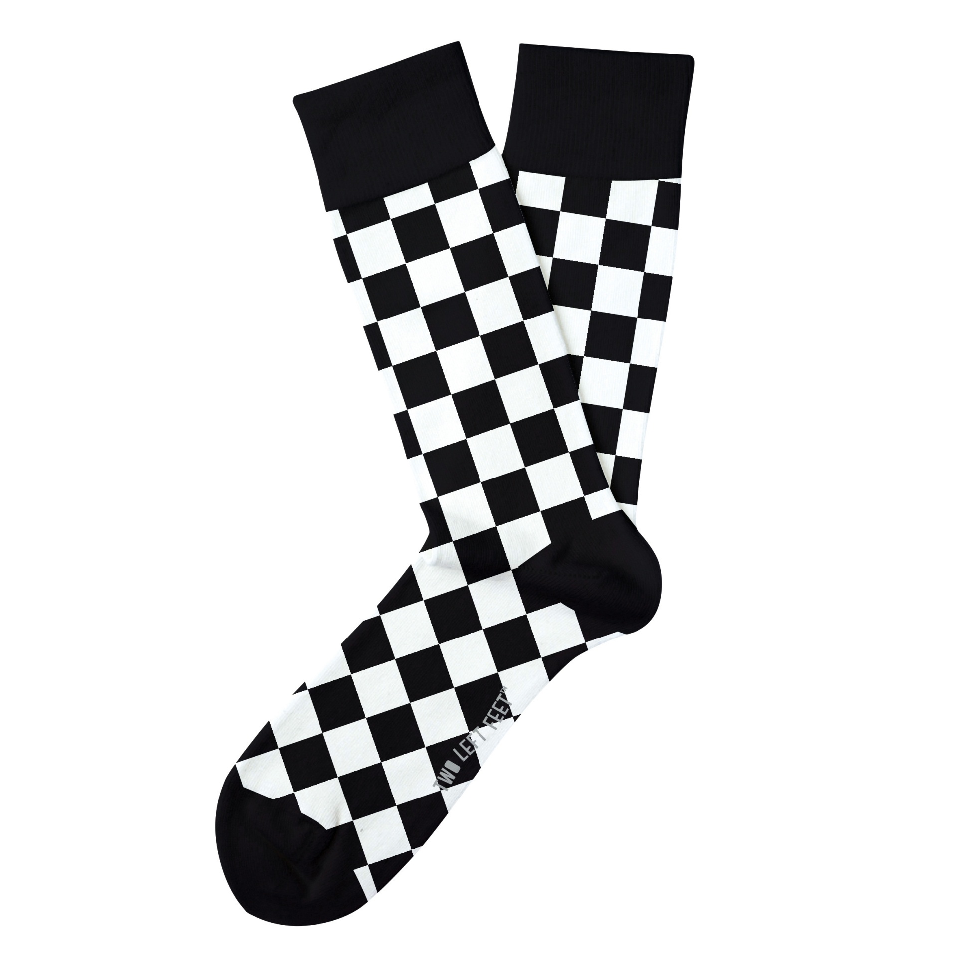 slide 1 of 1, Two Left Feet Check Mate Big Feet Socks, 1 pair