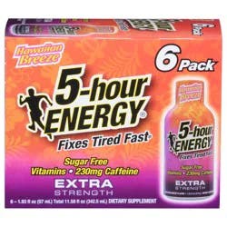 5-Hour Energy Extra Strength Hawaiian Breeze Energy Shot- 6 ct