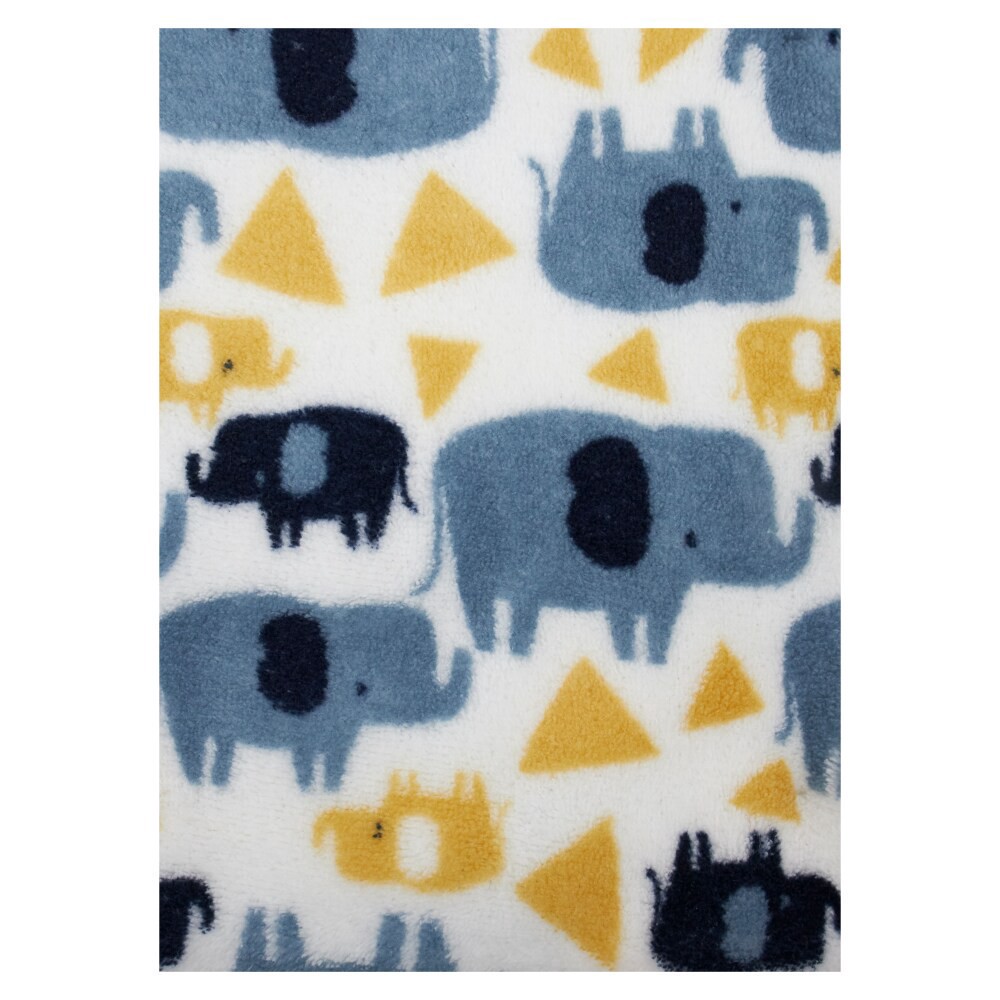 slide 2 of 4, Cutie Pie Elephant Print Plush Baby Blanket - Blue, 1 ct