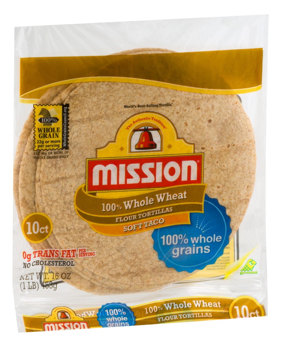 slide 2 of 10, Mission 100 Whole Wheat Soft Taco Flour Tortillas , 16 oz
