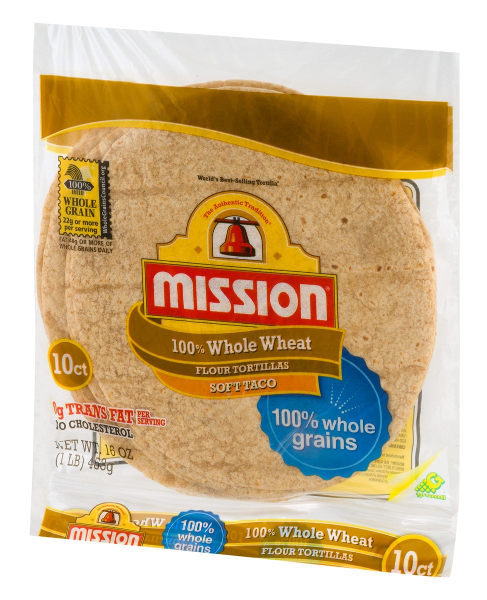 slide 3 of 10, Mission 100 Whole Wheat Soft Taco Flour Tortillas , 16 oz