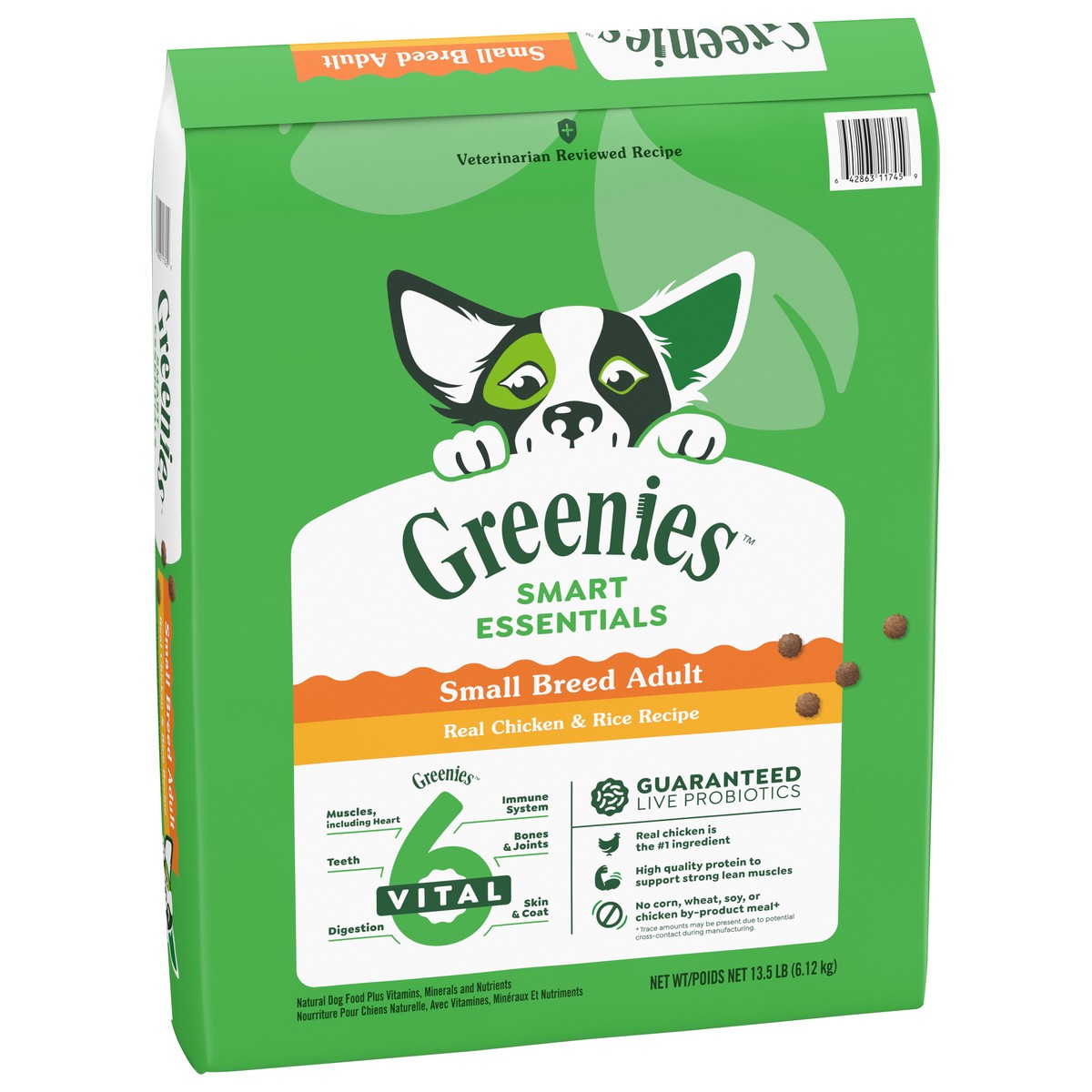 slide 9 of 16, Greenies Smart Essentials Small Breed Adult High Protein Dry Dog Food Real Chicken & Rice Recipe, 13.5 lb. Bag, 13.50 lb