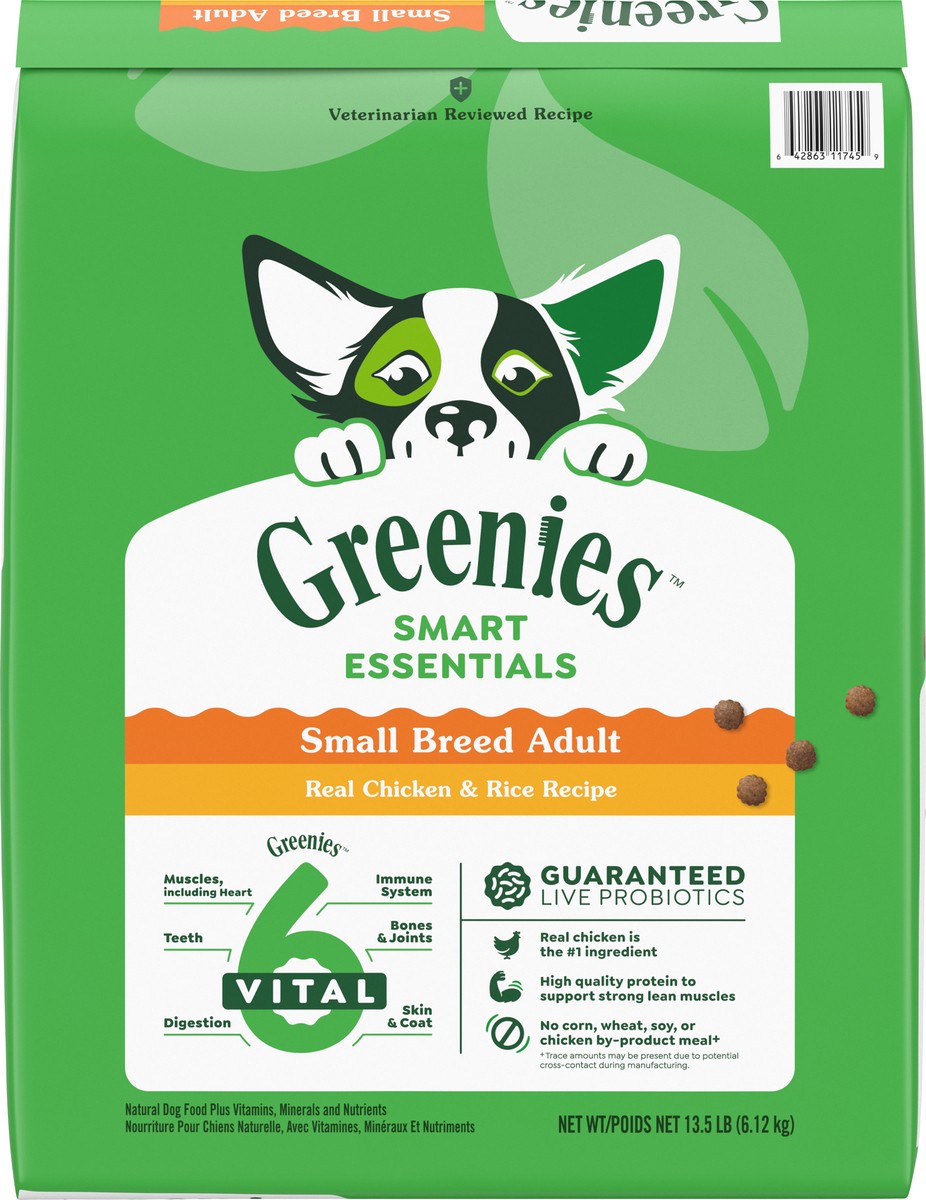 slide 5 of 16, Greenies Smart Essentials Small Breed Adult High Protein Dry Dog Food Real Chicken & Rice Recipe, 13.5 lb. Bag, 13.50 lb