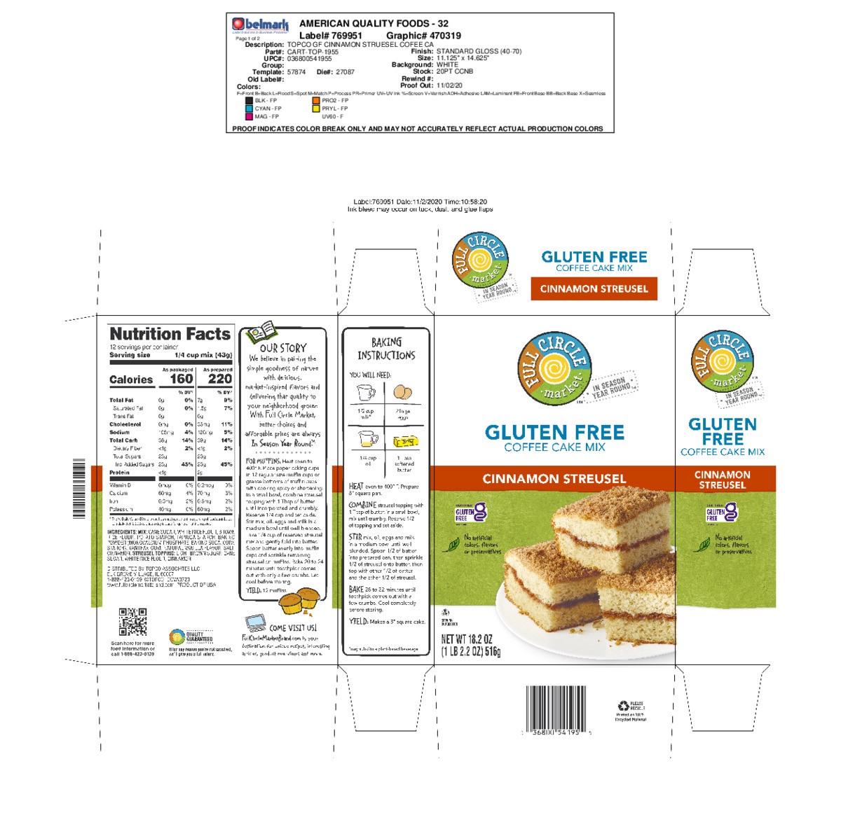slide 5 of 15, Full Circle Market Gluten Free Cinnamon Streusel Coffee Cake Mix 18.2 oz, 18.2 oz