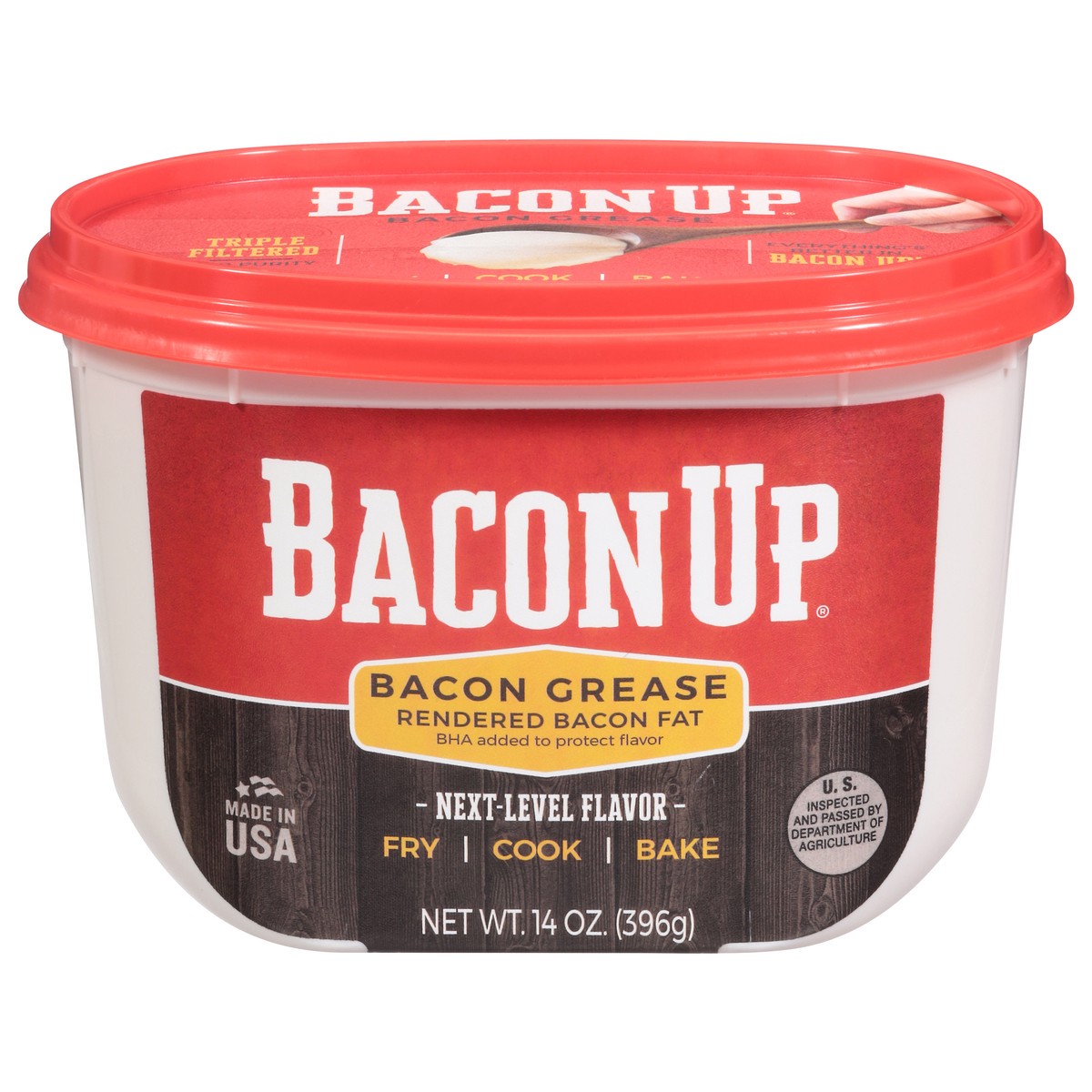 slide 1 of 9, Bacon Up Bacon Grease Rendered Bacon Fat for Frying, 14 oz