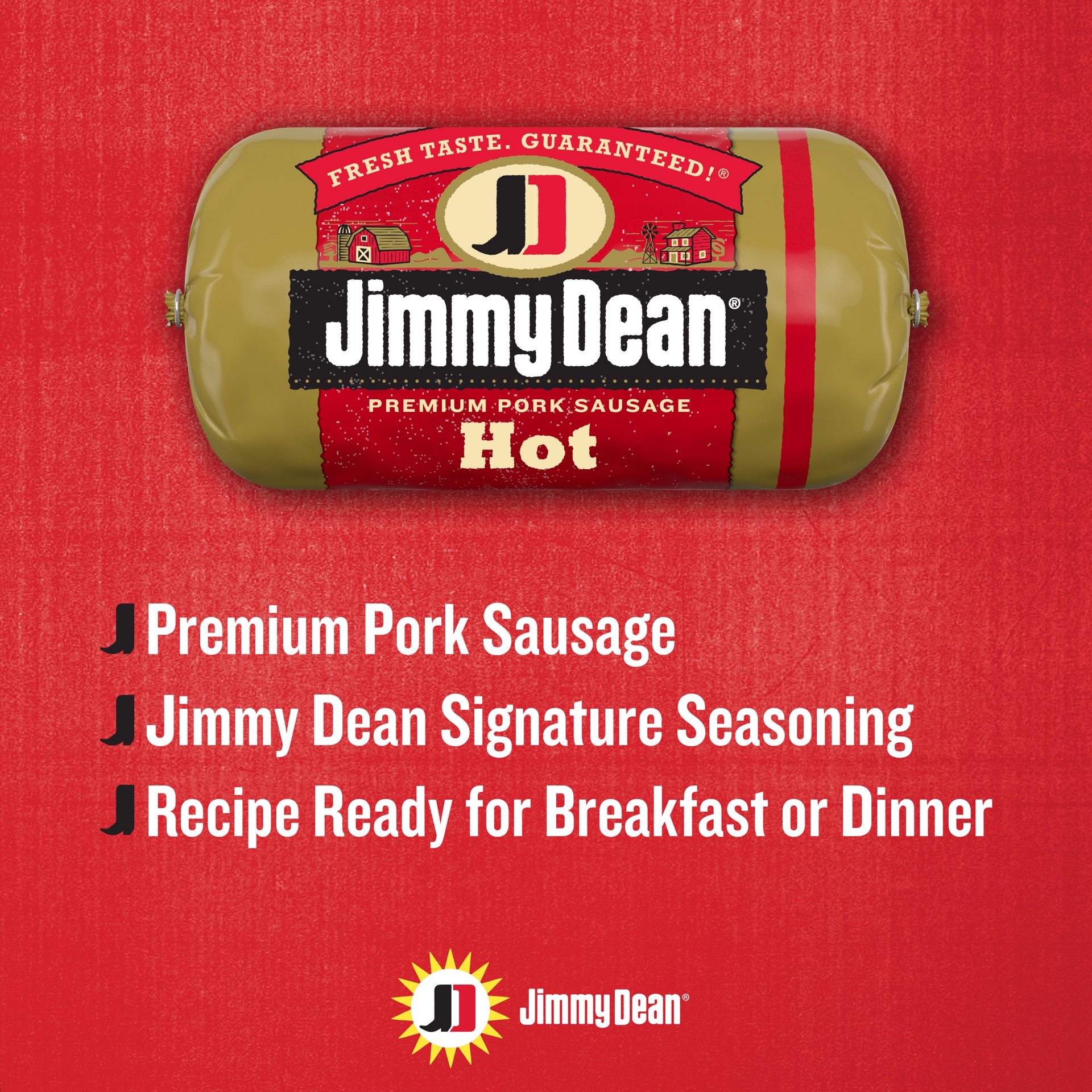 slide 9 of 10, Jimmy Dean Premium Pork Hot Breakfast Sausage Roll, 16 oz, 453.59 g