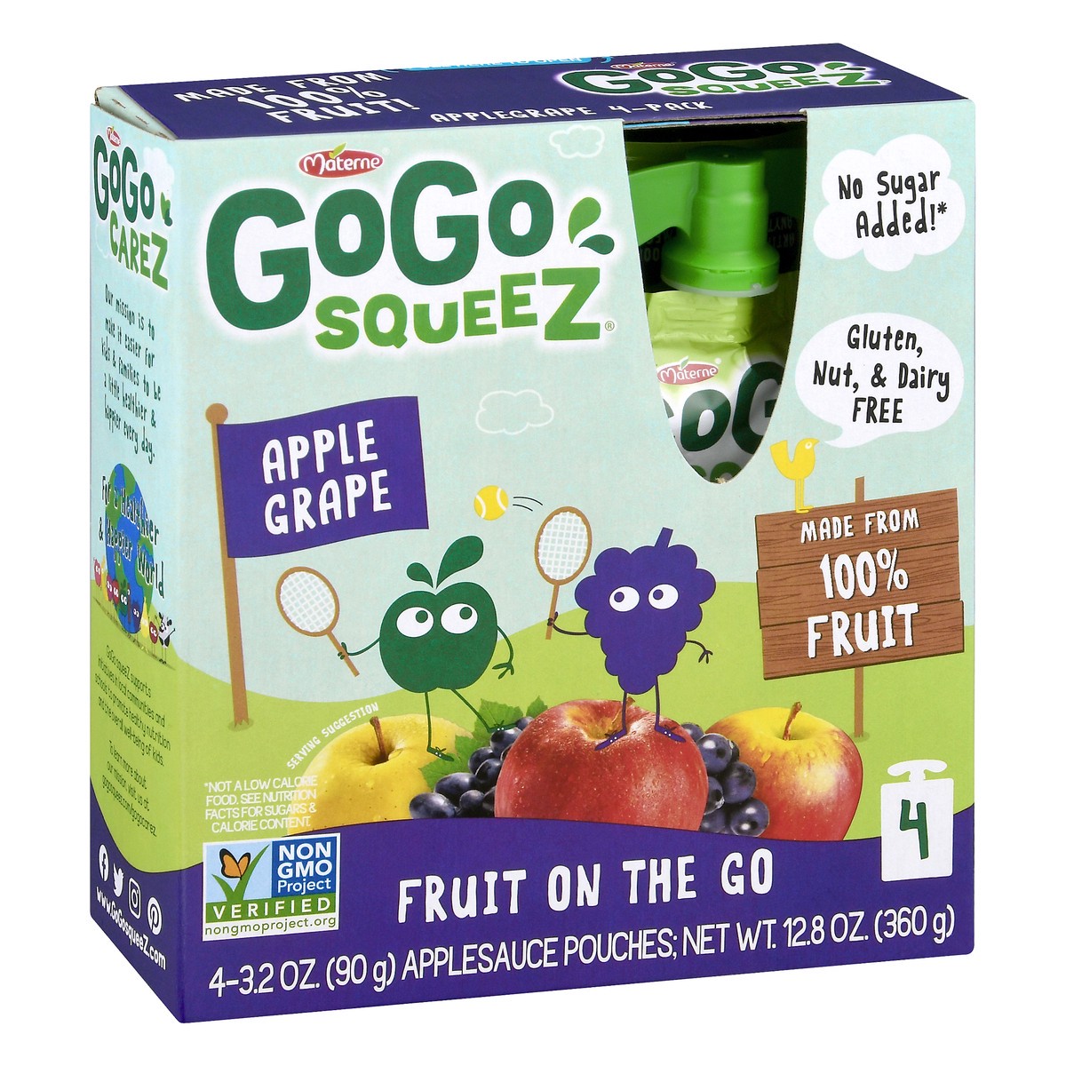 slide 5 of 12, GoGo squeeZ Fruit On The Go No Sugar Added Apple Grape Applesauce 4.0 ea, 4 ct