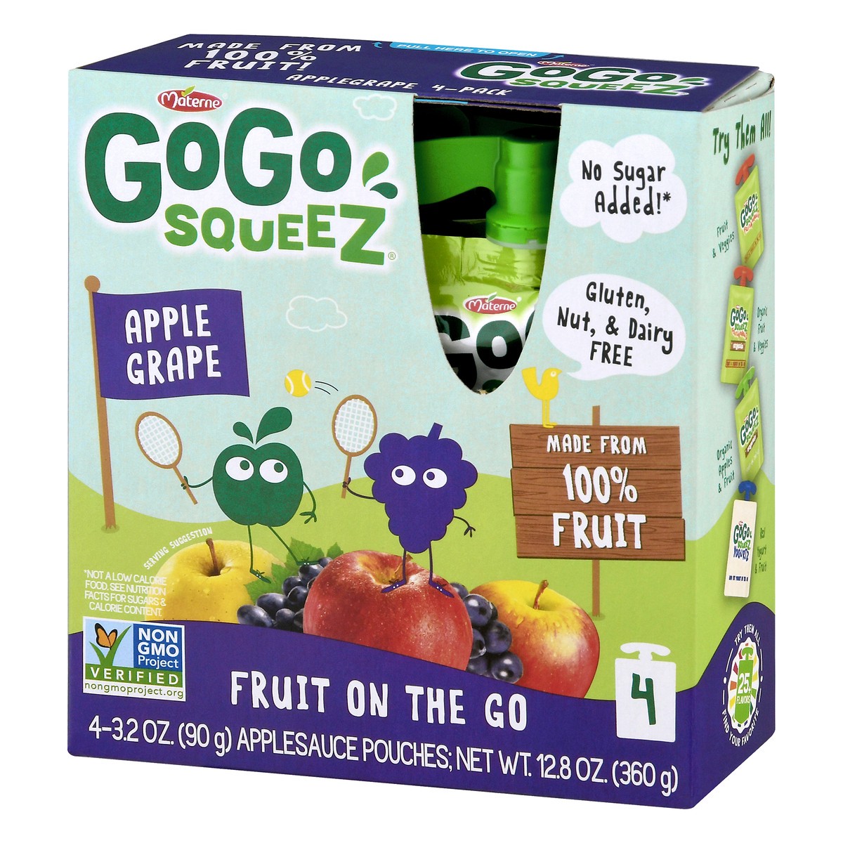 slide 4 of 12, GoGo squeeZ Fruit On The Go No Sugar Added Apple Grape Applesauce 4.0 ea, 4 ct