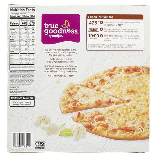slide 20 of 29, True Goodness Cauliflower Crust Three Cheese Pizza, 11.6 oz