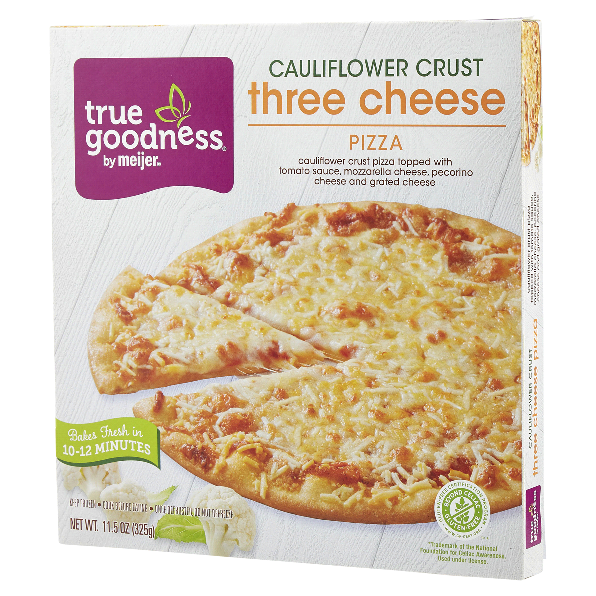 slide 9 of 29, True Goodness Cauliflower Crust Three Cheese Pizza, 11.6 oz
