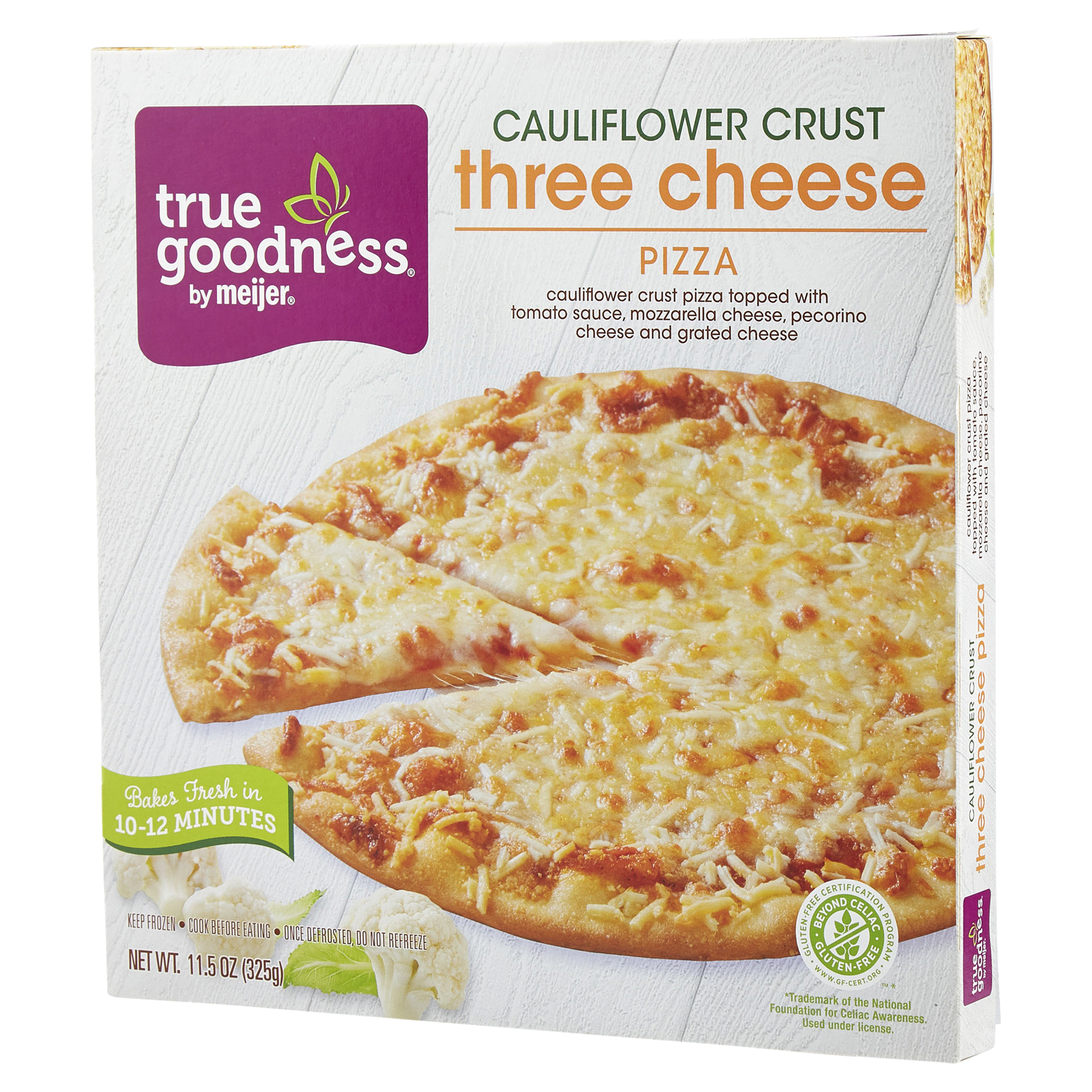 slide 10 of 29, True Goodness Cauliflower Crust Three Cheese Pizza, 11.6 oz