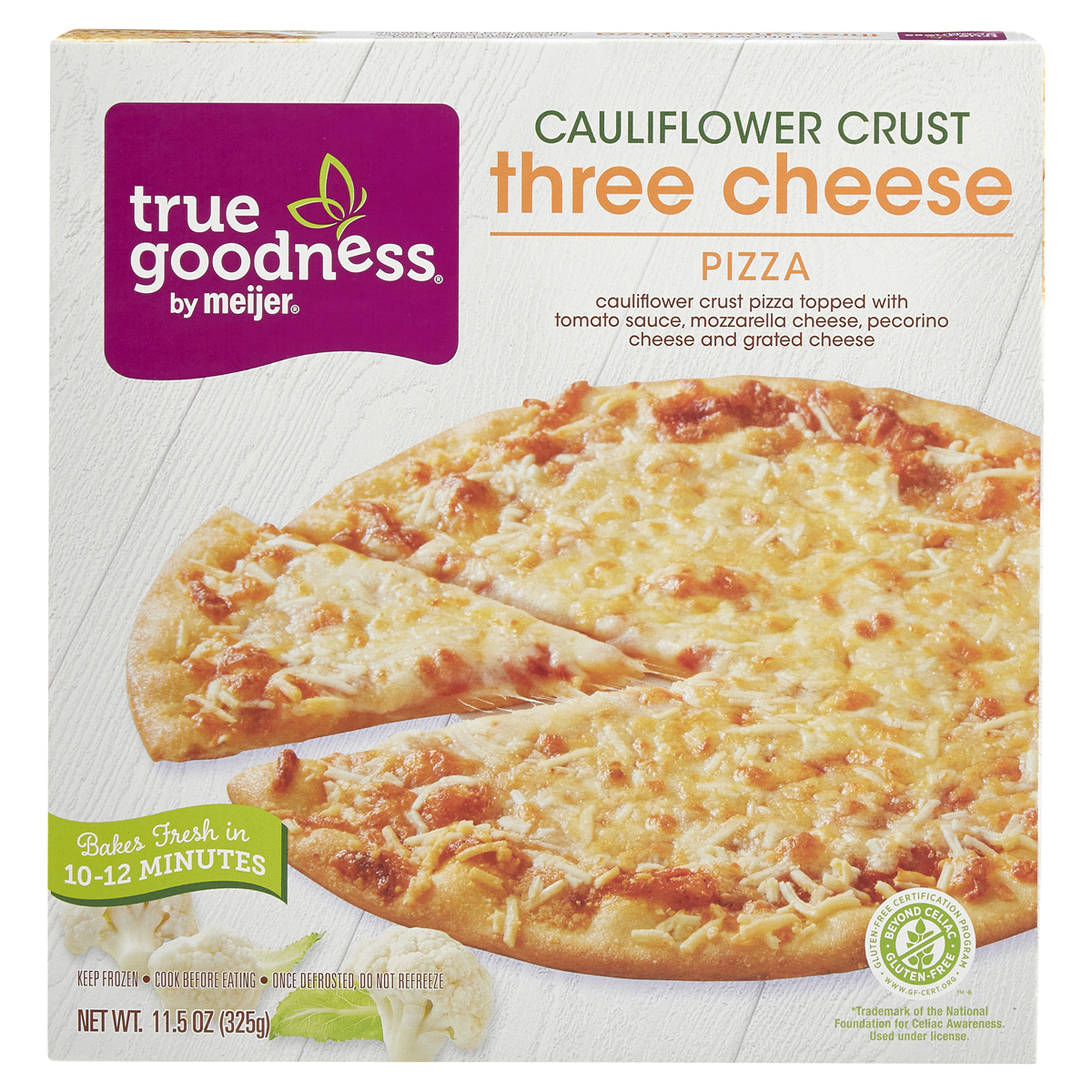 slide 1 of 29, True Goodness Cauliflower Crust Three Cheese Pizza, 11.6 oz