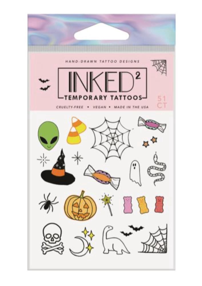 slide 1 of 1, INKED by Dani Trick or Treat Temporary Tattoo Sheet, 1 ct