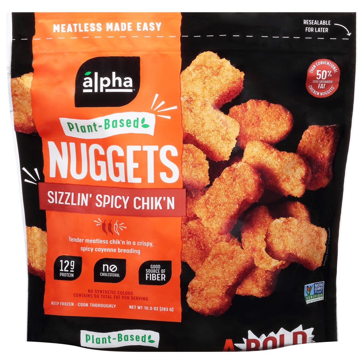 slide 4 of 14, Alpha Sizzlin' Spicy Chik'n Nuggets 10.0 oz, 10 oz