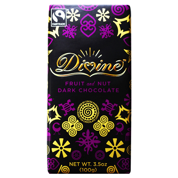 slide 1 of 1, Divine Fruit and Nuts Dark Chocolate Bar, 3.5 oz