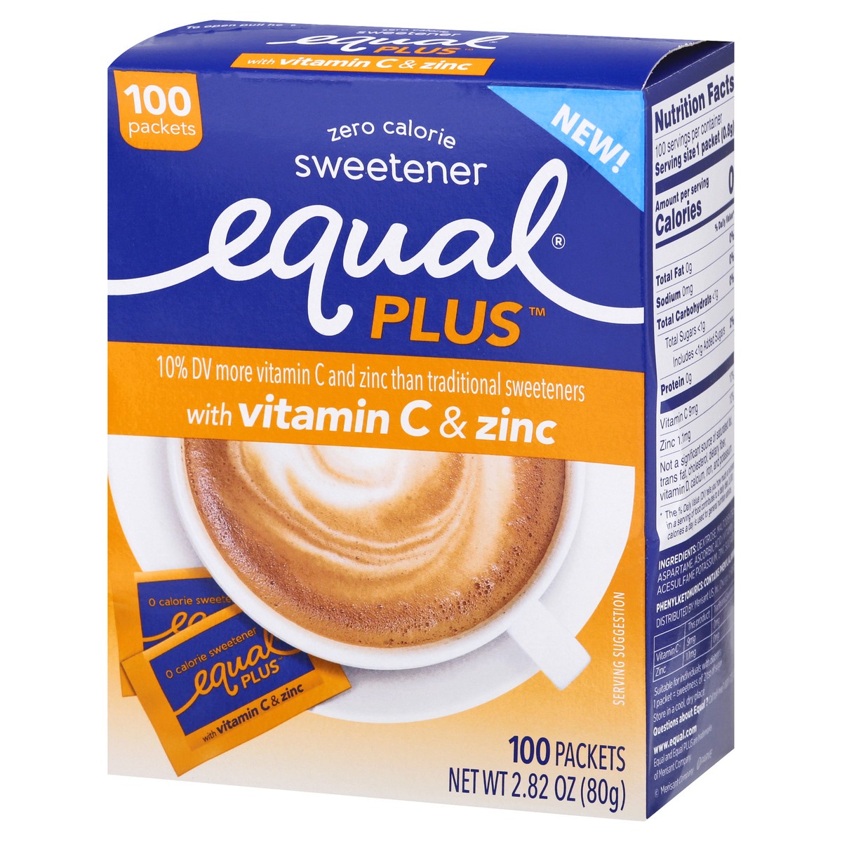 slide 7 of 9, Equal Plus Zero Calorie Sweetener 100 ea, 100 ct