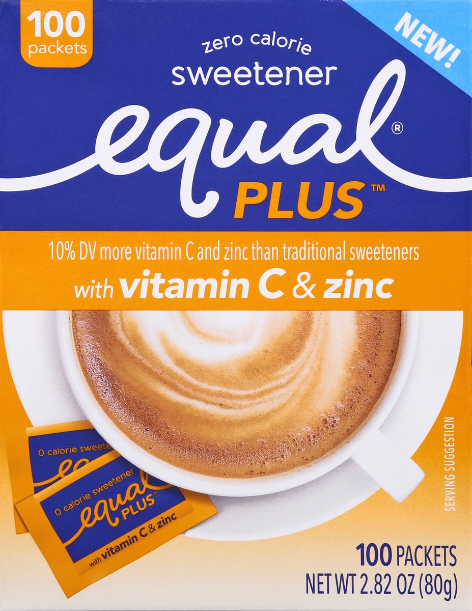 slide 6 of 9, Equal Plus Zero Calorie Sweetener 100 ea, 100 ct