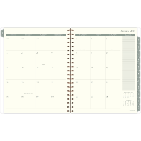 slide 10 of 10, Cambridge® Serene 2026 Weekly Monthly Planner, Large, 8 1/2"" x 11"", 1 ct