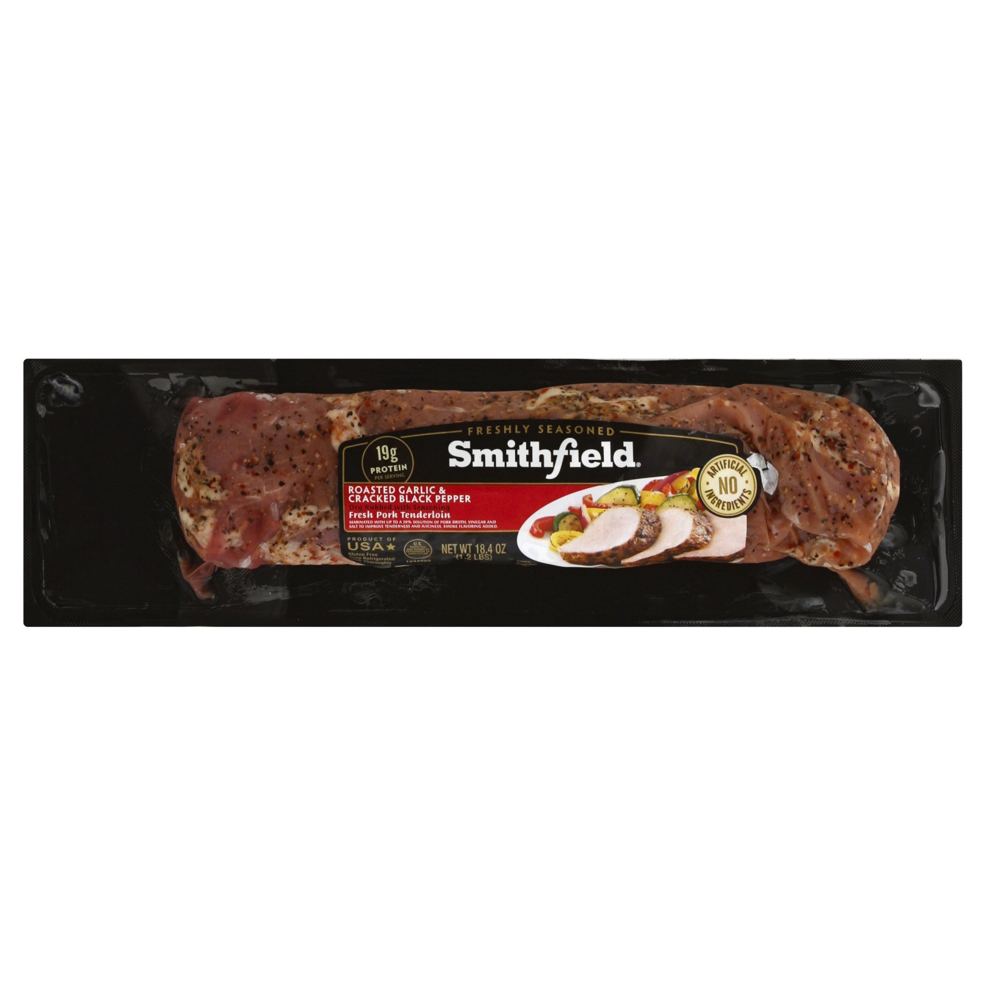 slide 1 of 1, Smithfield Roasted Garlic & Black Pepper Pork Tenderloin 18.4 Ounces, 18.4 oz