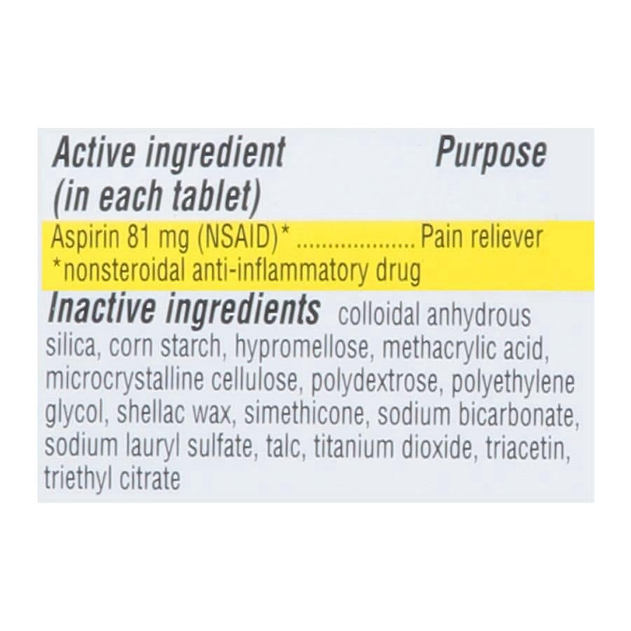slide 4 of 5, Walgreens Dye-Free Aspirin Enteric-Coated Tablets 81Mg, 120 ct