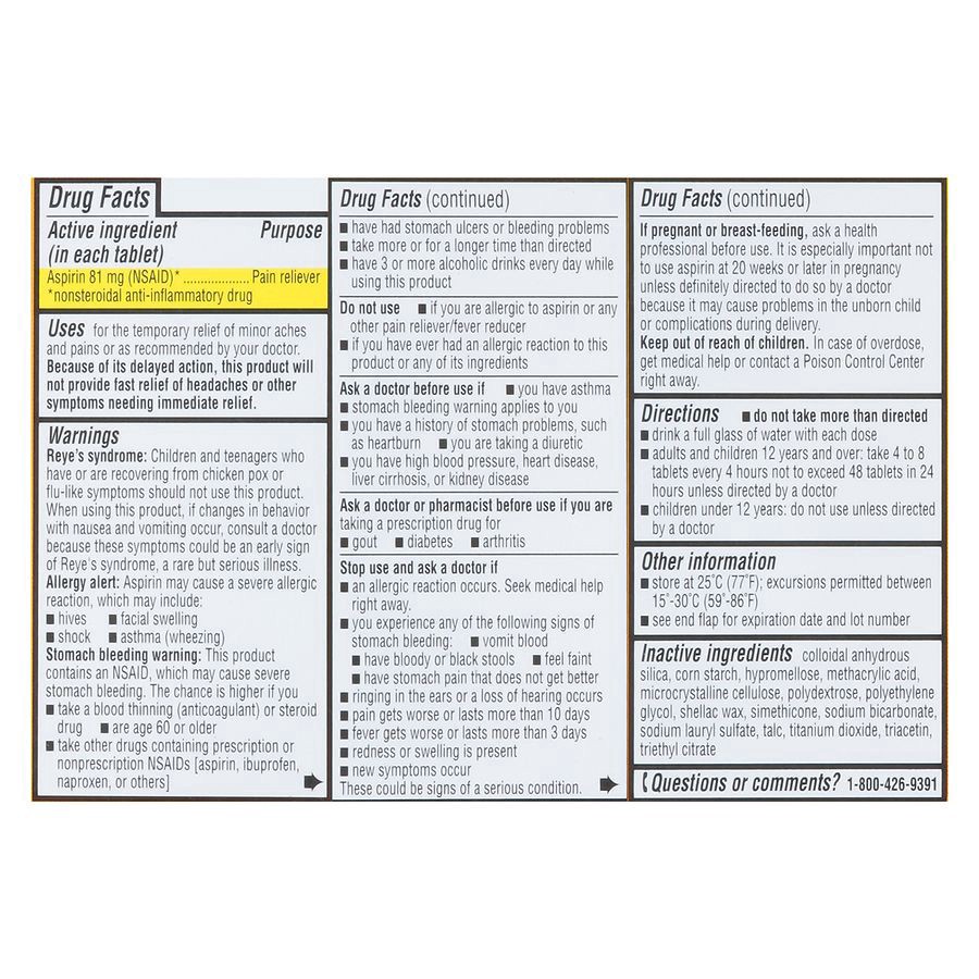 slide 3 of 5, Walgreens Dye-Free Aspirin Enteric-Coated Tablets 81Mg, 120 ct