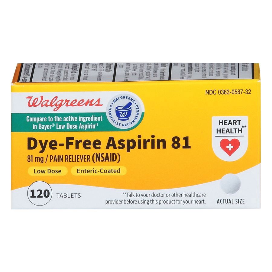slide 1 of 5, Walgreens Dye-Free Aspirin Enteric-Coated Tablets 81Mg, 120 ct