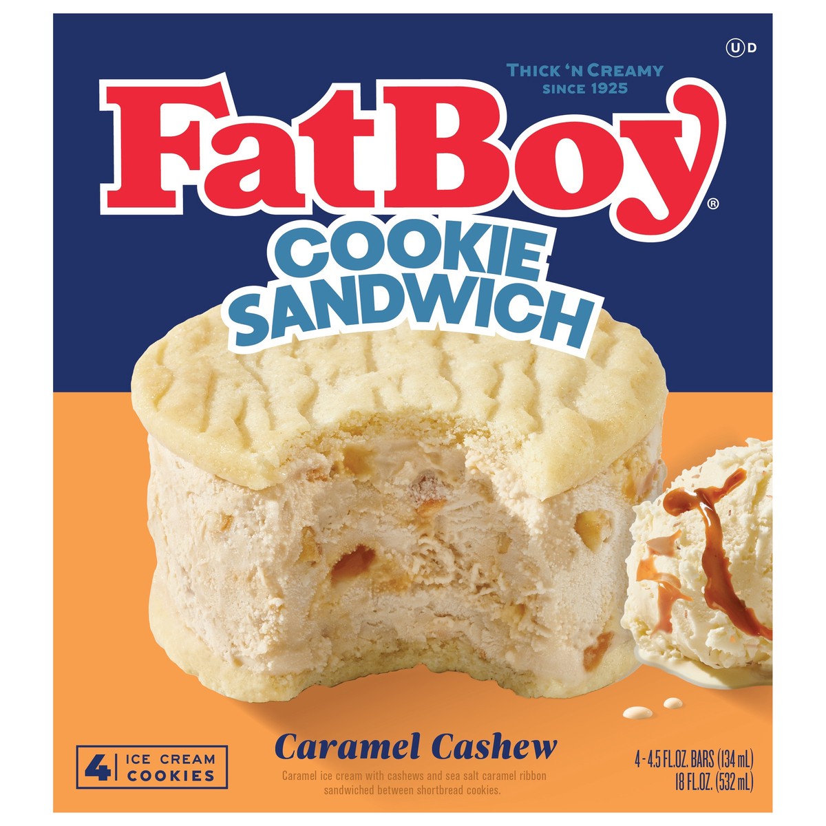slide 4 of 12, Fat Boy Caramel Cashew Cookie Sandwich 4 Ea, 4 ct