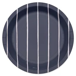 American Greetings 10-Count 7 inch Paper Plates, Stripes on Navy