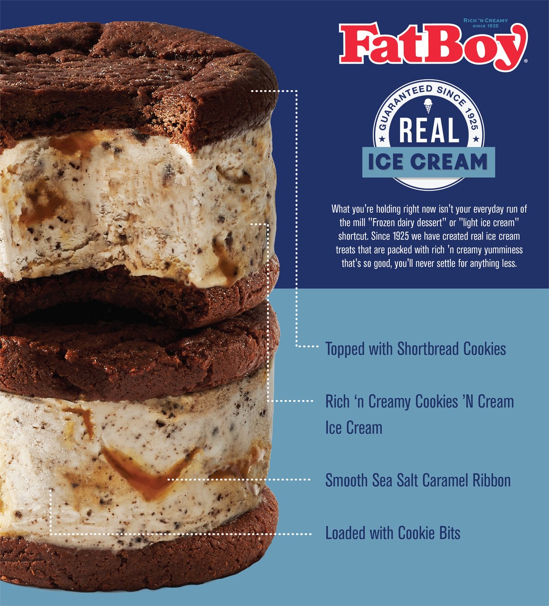slide 7 of 11, Fat Boy Caramel Cookies & Cream Cookie Sandwich 4 Ea, 4 ct