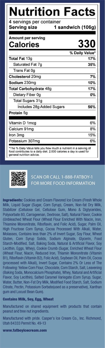 slide 6 of 11, Fat Boy Caramel Cookies & Cream Cookie Sandwich 4 Ea, 4 ct