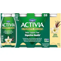 Activia Probiotic Dailies Vanilla Low Fat, Probiotic Yogurt Drinks, 3.1 FL OZ, 8 Ct