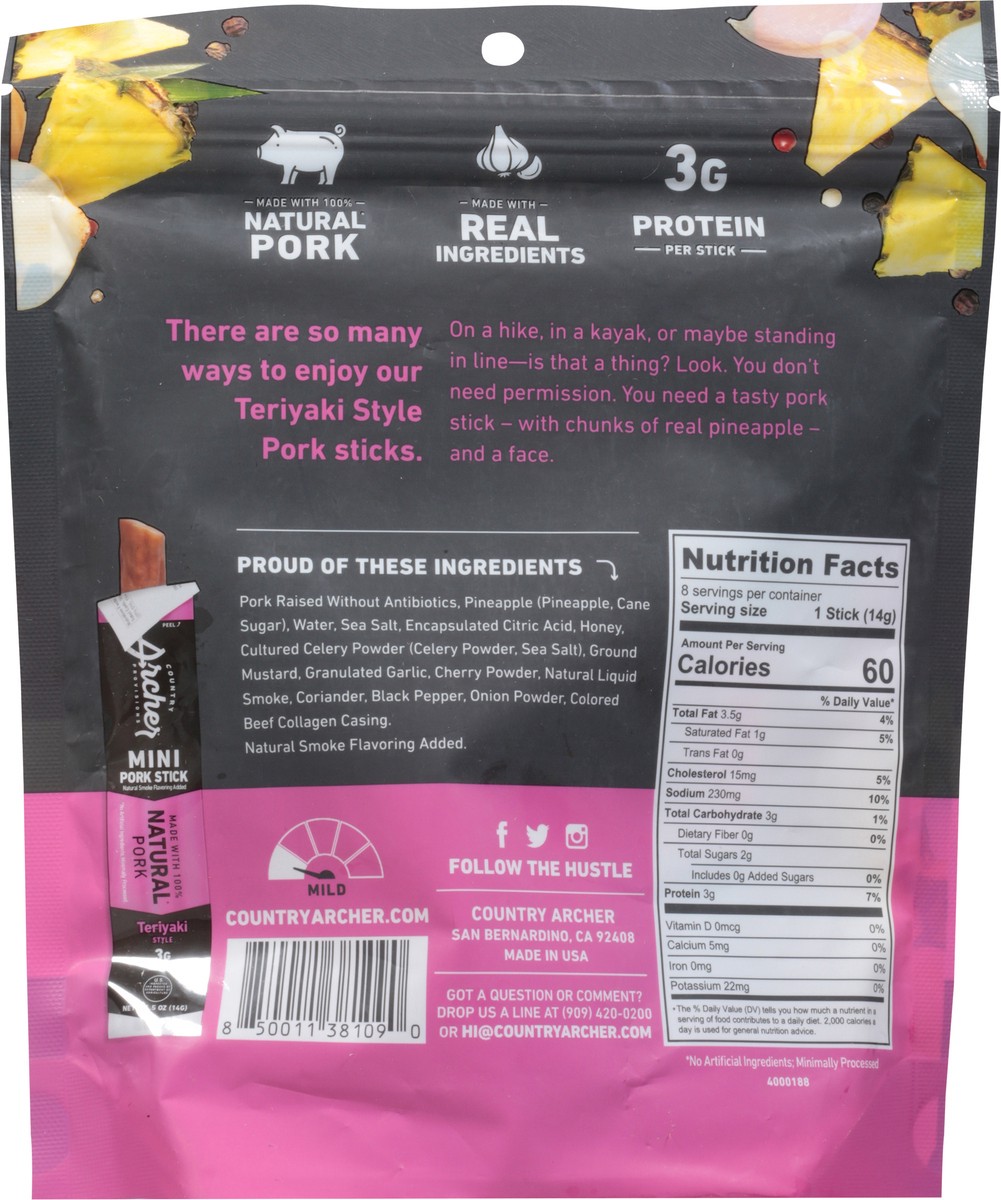 slide 13 of 14, Country Archer Minis Pineapple Natural Pork Sticks 8 Count, 4 oz