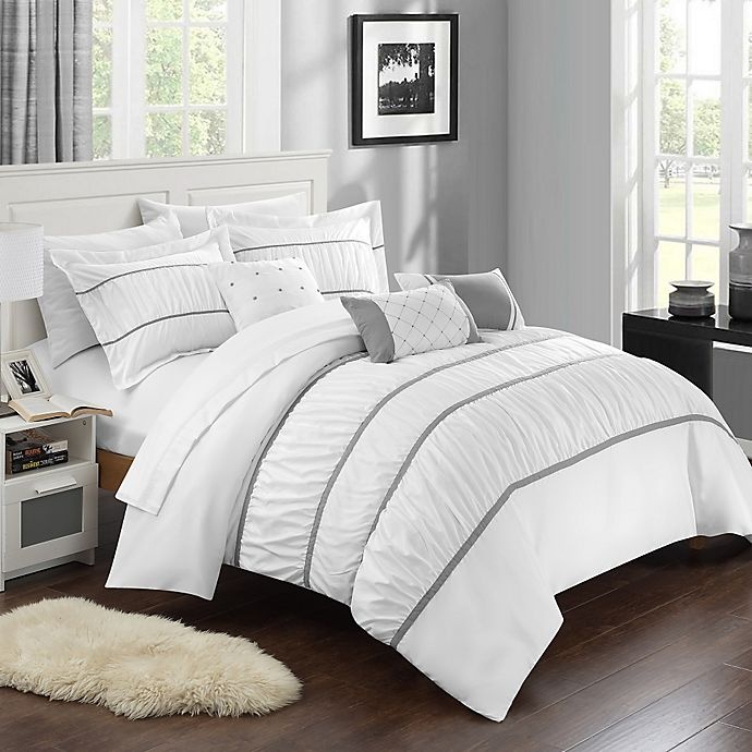 slide 1 of 5, Chic Home Aero King Comforter Set - White, 10 ct