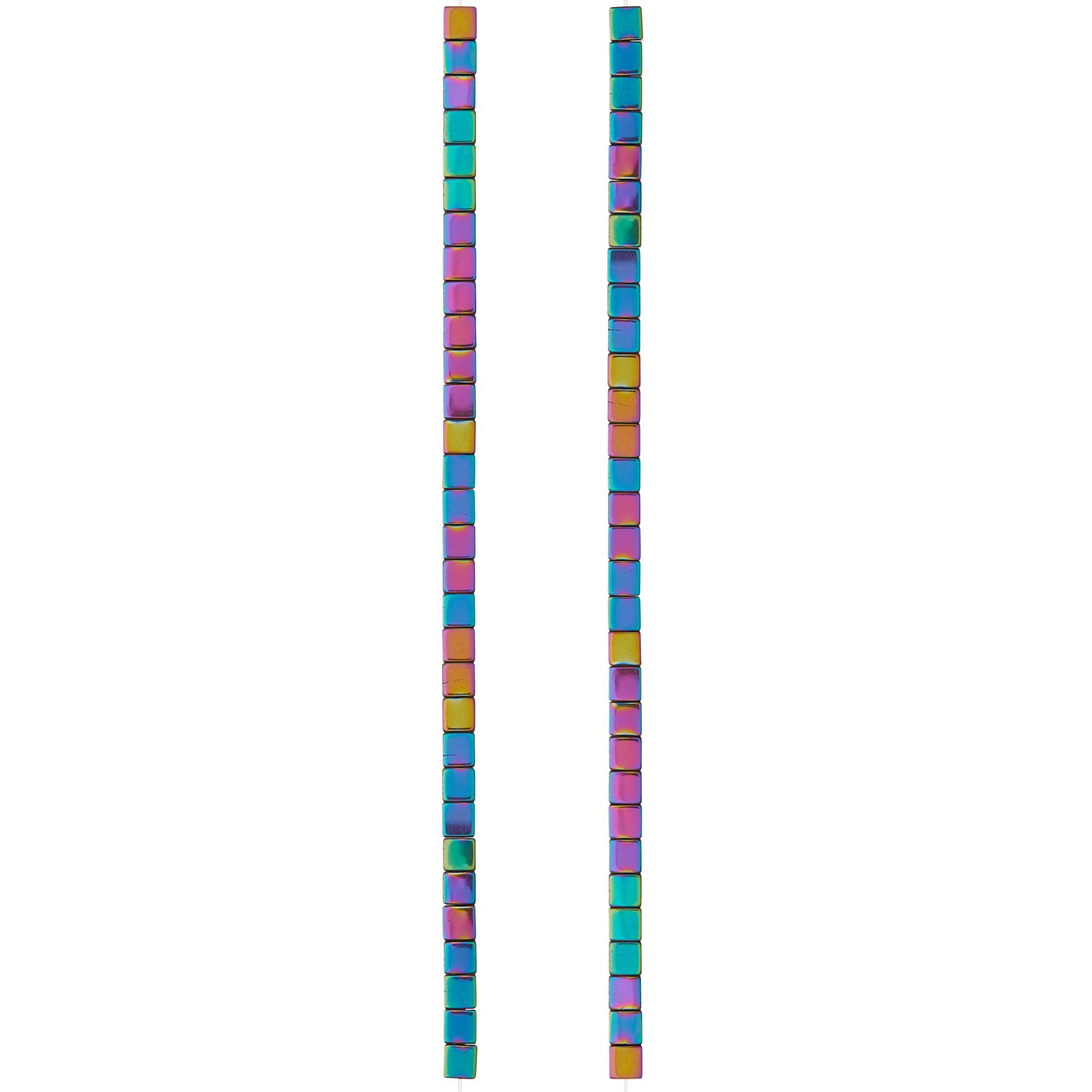slide 2 of 3, Multicolor Iridescent Hematite Square Beads, 4mm By Bead Landing, 4 mm