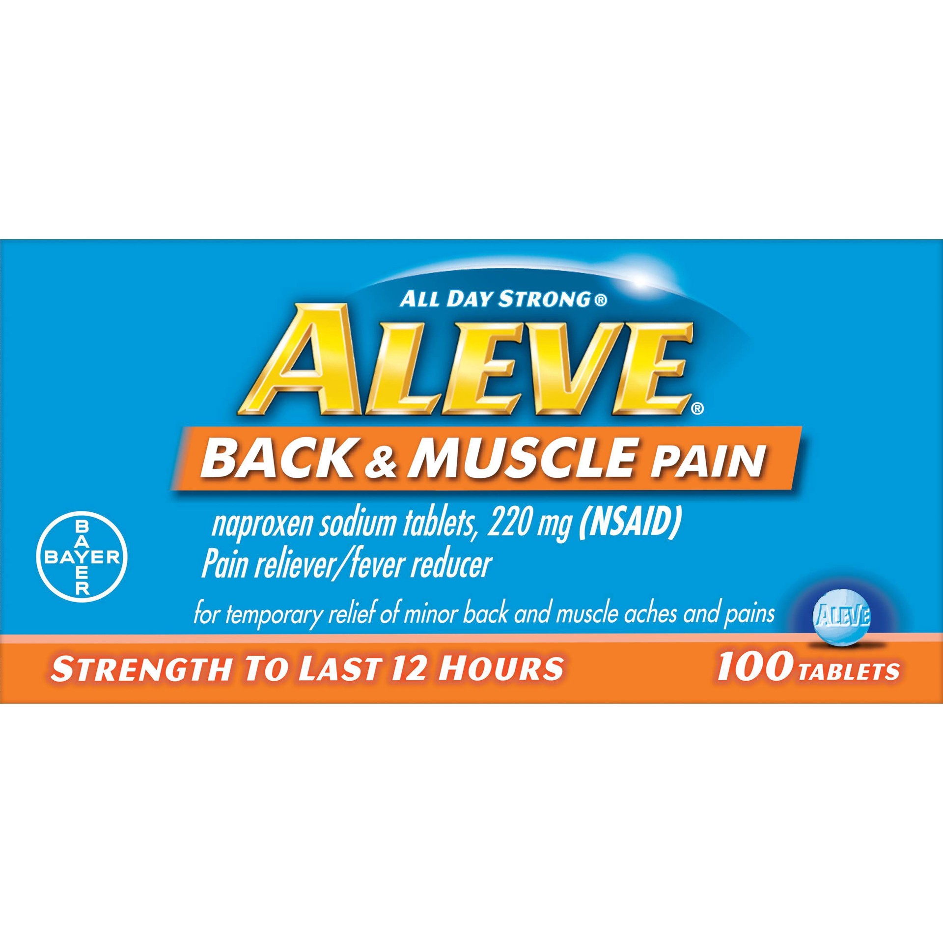 slide 1 of 4, Aleve All Day Strong Back And Muscle Pain, 100 ct