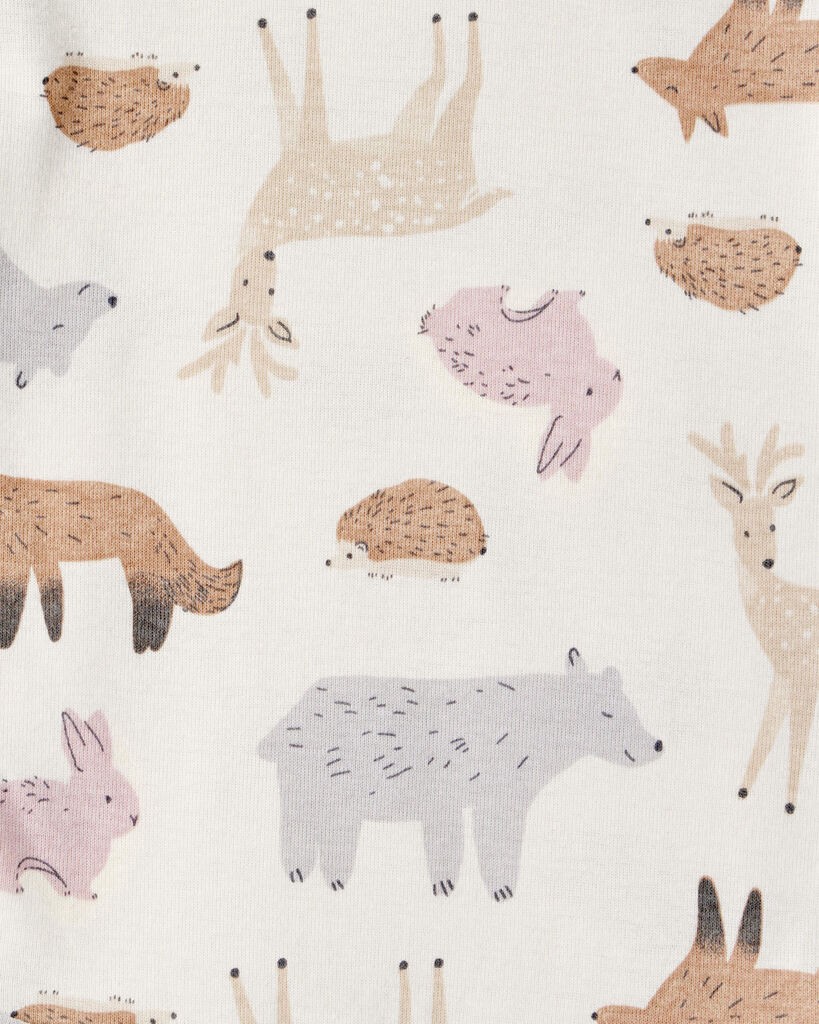 slide 4 of 4, Carter's Carters Baby Girl 3-Piece Woodland Creatures Long-Sleeve Bodysuits & Pant Set - Pink/White Pink/Ivory 12M, 3 pc