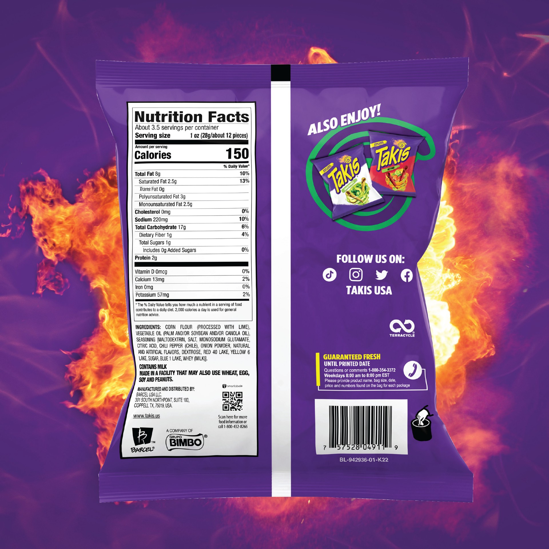 slide 3 of 7, Takis Mild Crunchy Fajitas Tortilla Chips 3.25 oz, 3.25 oz