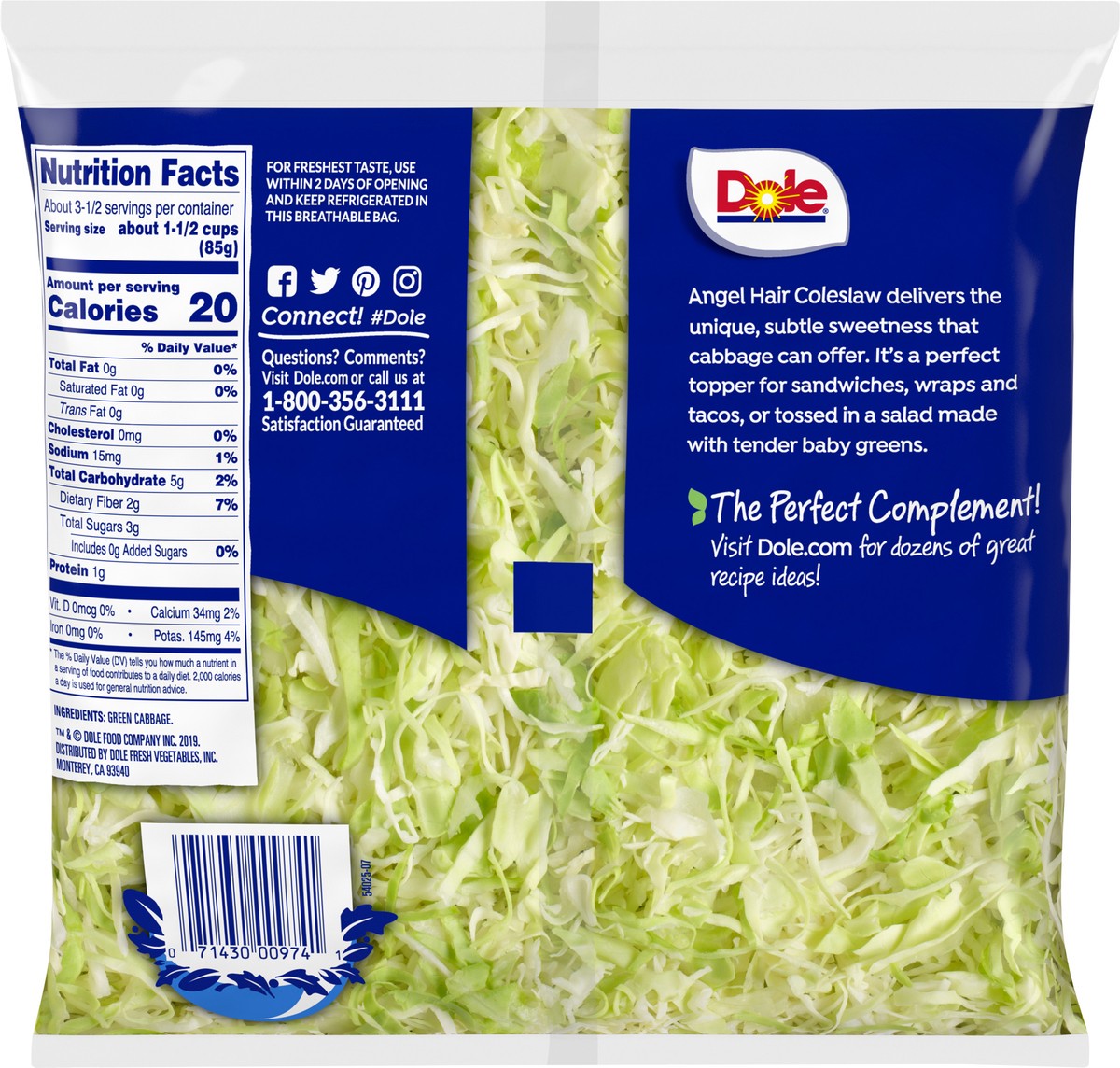 slide 2 of 6, Dole Angel Hair Coleslaw, 10 oz