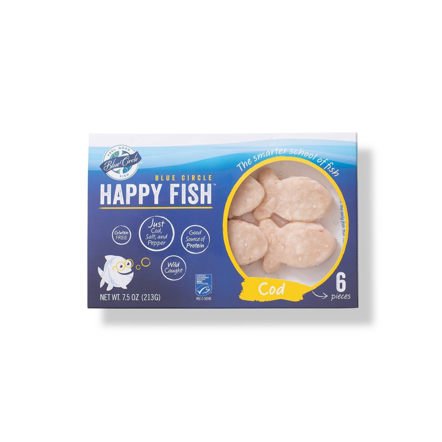 slide 1 of 3, Blue Circle Happy Fish Cod, 7.5 oz