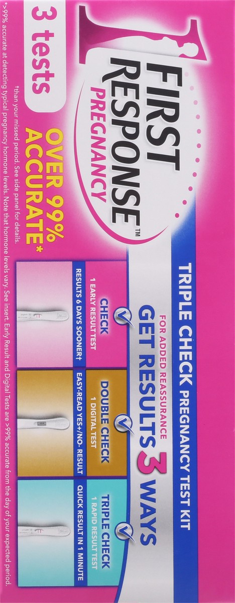 slide 8 of 9, First Response Triple Check Pregnancy Test 3 ct., 3 ct