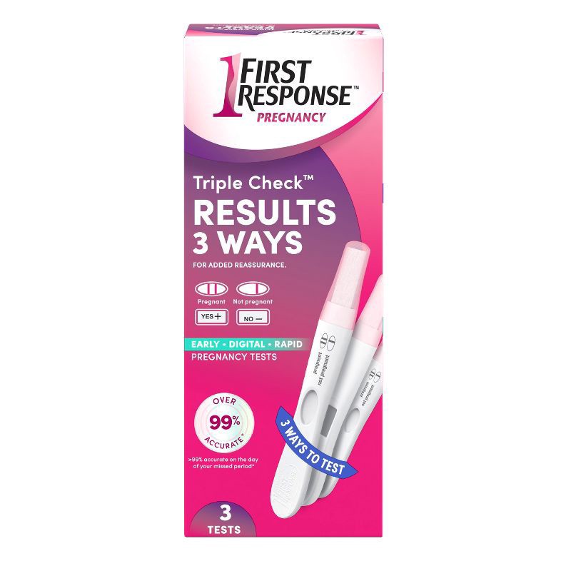 slide 1 of 9, First Response Triple Check Pregnancy Test 3 ct., 3 ct