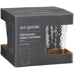our goods Hammered Glass Tumblers, 15.2 oz