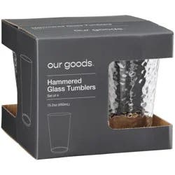 our goods Hammered Glass Tumblers, 15.2 oz