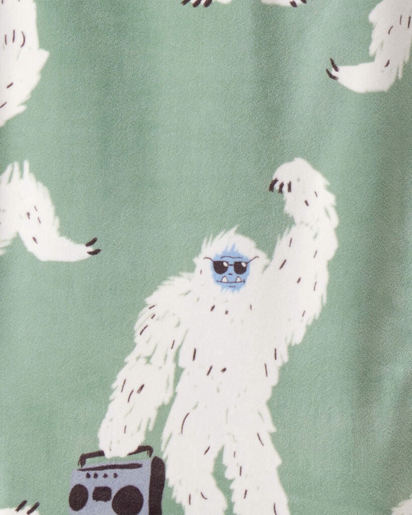 slide 2 of 2, Carter's Carters Boys Yeti Print Velour Long-Sleeve Snug Fit 2-Piece Pajamas - Green Green 8, 2 pc