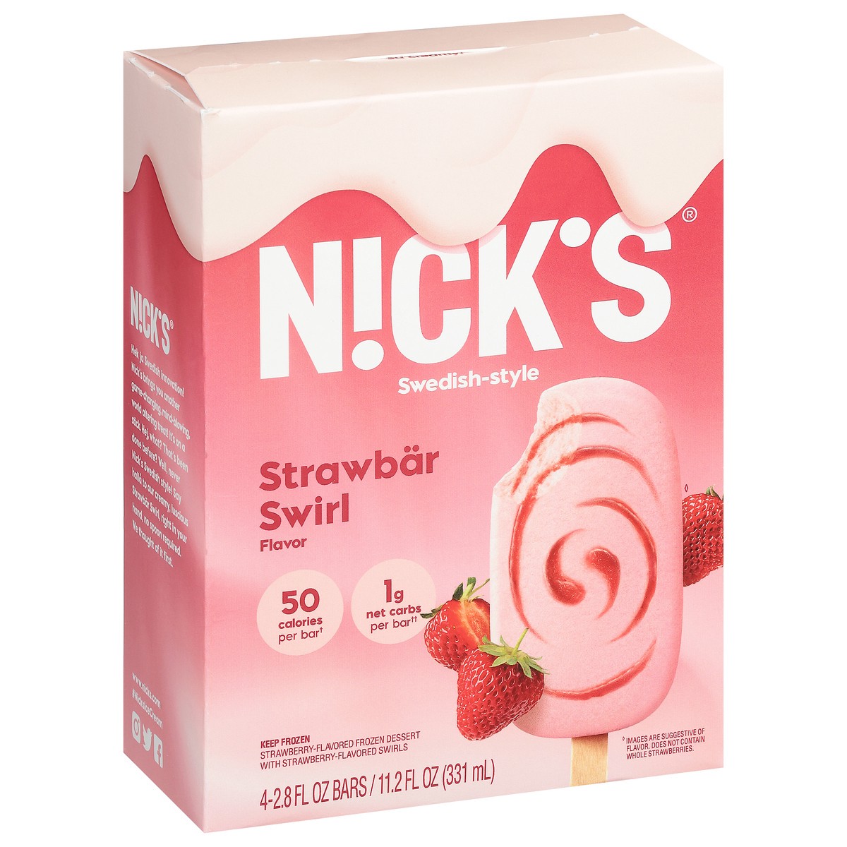 slide 2 of 9, Nick's Ice Cream Strawbar Swirl, 11.2 oz