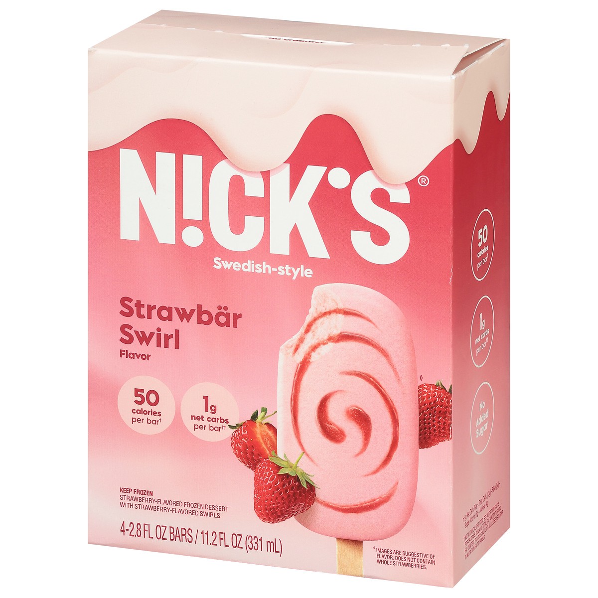 slide 3 of 9, Nick's Ice Cream Strawbar Swirl, 11.2 oz