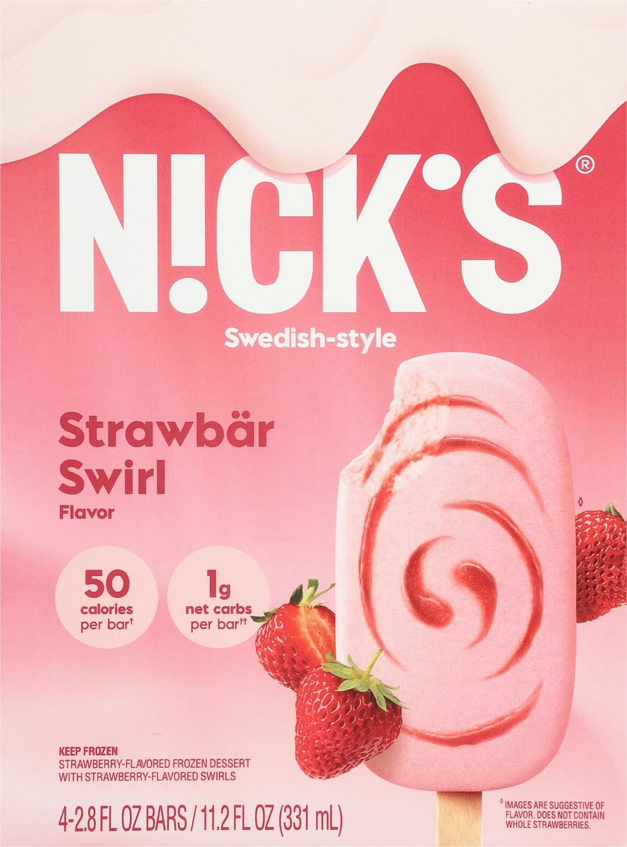 slide 6 of 9, Nick's Ice Cream Strawbar Swirl, 11.2 oz