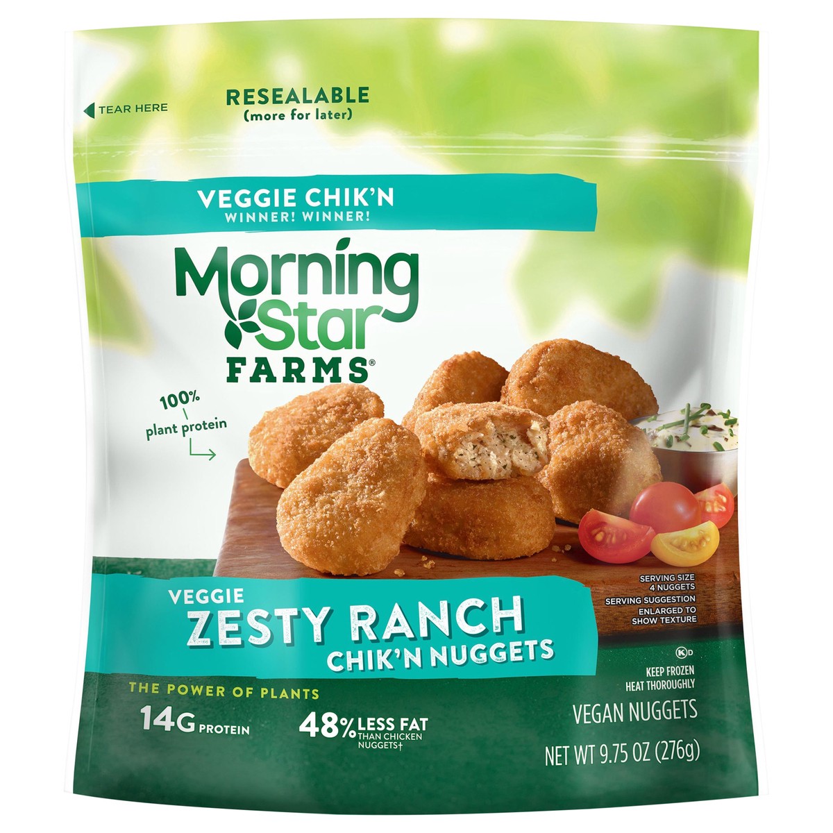 slide 5 of 14, MorningStar Farms Chik'n Nuggets, Zesty Ranch, 9.75 oz, Frozen, 9.75 oz